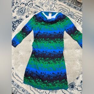 PATAGONIA NEW NWT Kamala Cowl Neck Dress Green Blue and Black Regular Fit Small